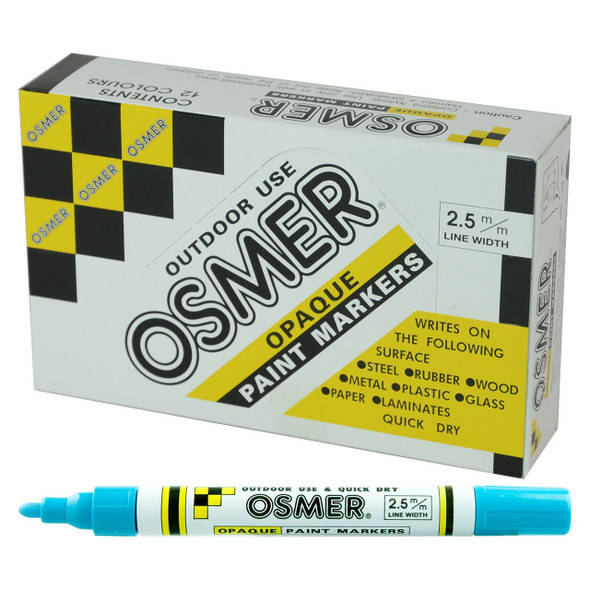 Osmer Opaque Paint Marker Broad Tip Light Blue Box of 12