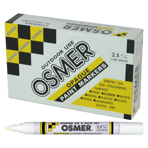 Osmer Opaque Paint Marker Broad Tip White Box of 12