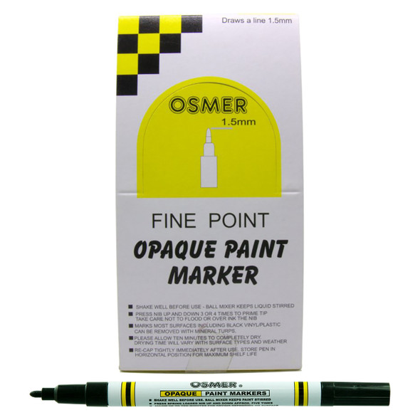 Osmer Opaque Paint Marker Fine Tip Black Box of 12