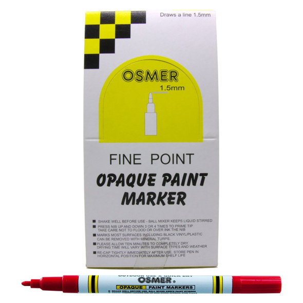 Osmer Opaque Paint Marker Fine Tip Red Box of 12