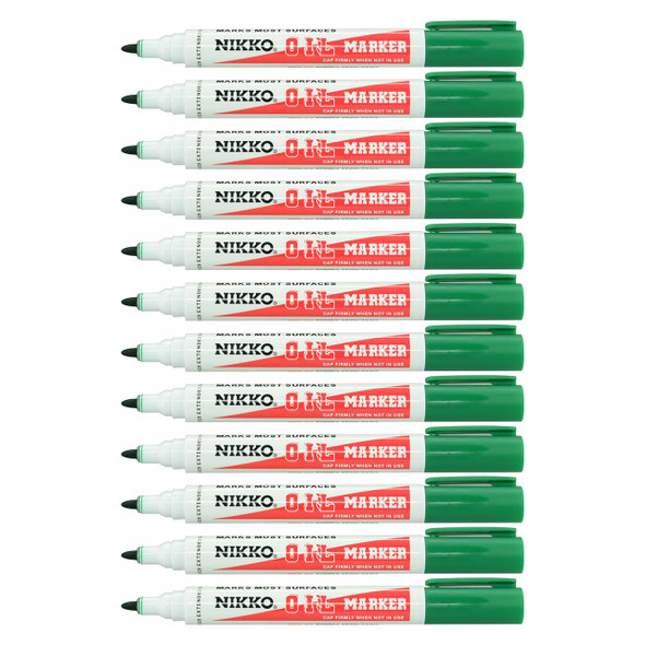 Nikko Permanent Oil Marker Bullet Tip Green Box of 12