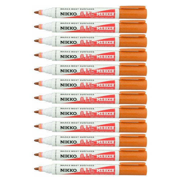 Nikko Permanent Oil Marker Bullet Tip Orange Box of 12