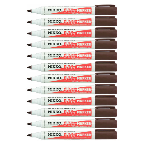 Nikko Permanent Oil Marker Bullet Tip Brown Box of 12