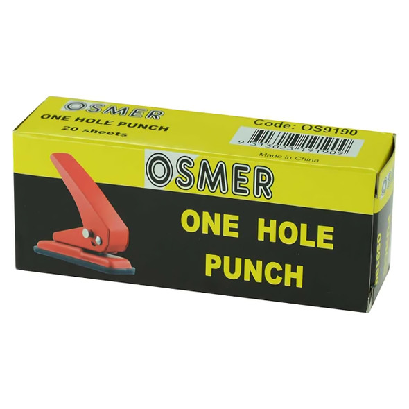 Osmer 1 Hole Paper Punch 20 Sheet Capacity Assorted Colours