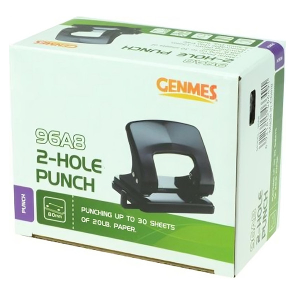Osmer Genmes Heavy Duty Metal 2 Hole Punch 30 Sheet Capacity Black
