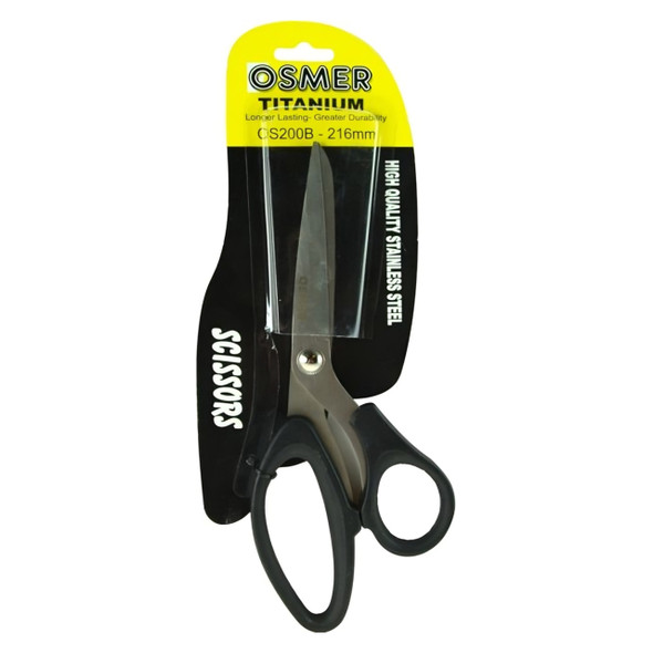 Osmer Titanium Scissors 216mm Black Offset Handle Hangsell