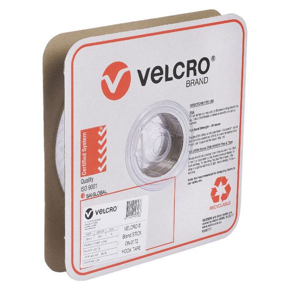 Osmer Velcro Brand Hook Only Strip 25mm x 25m White