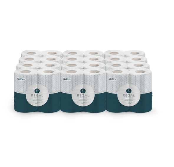 Regal Premium 2 Ply Toilet Tissue 250 sheet individually wrapped rolls in 4-pack format, 48 rolls per carton, FSC certified Regal Premium 2 Ply Toilet Tissue 250 sheet individually wrapped rolls in 4-pack format, 48 rolls per carton, FSC certified