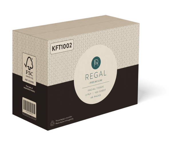 Regal Premium 2 Ply Facial Tissue 100 Sheet x 48 Packs – FSC certified carton packaging Regal Premium 2 Ply Facial Tissue 100 Sheet x 48 Packs – FSC certified carton packaging