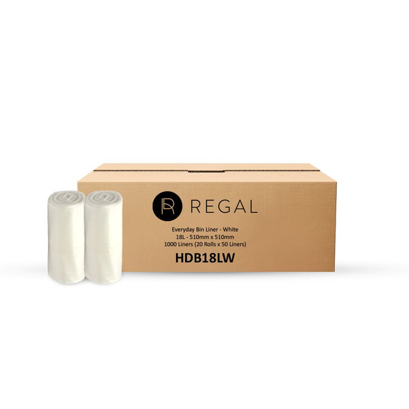 Regal Everyday 18L White Bin Liners 1000 Pack Boxed on Rolls Regal Everyday 18L White Bin Liners 1000 Pack Boxed on Rolls