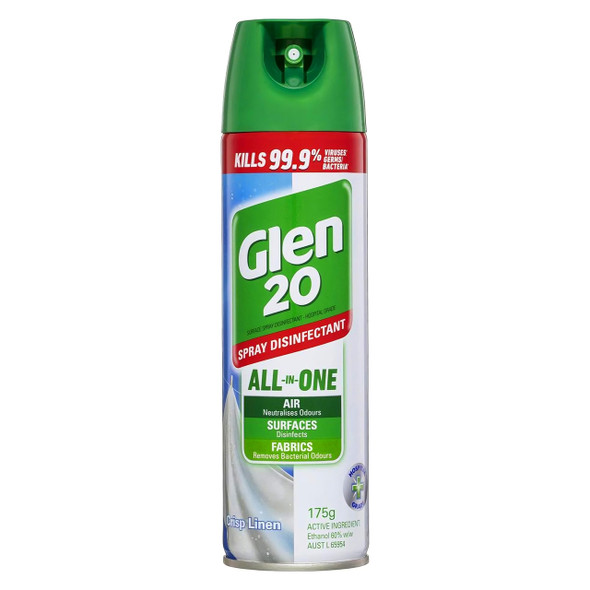 Glen 20 All-In-One Disinfectant Spray Crisp Linen 175g x 12