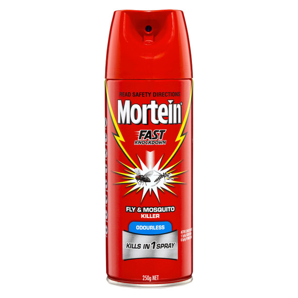 Mortein Fast Knockdown Fly and Mosquito Killer Odourless Spray 250g x 9