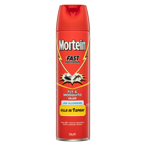 Mortein Fast Knockdown Fly and Mosquito Killer Low Allergenic Spray 350g x 9
