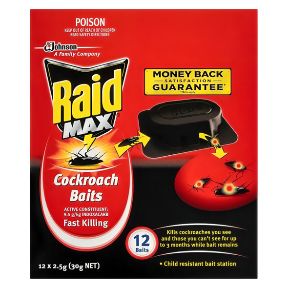 Raid Cockroach Baits 2.5g Max Pack of 12 x 6