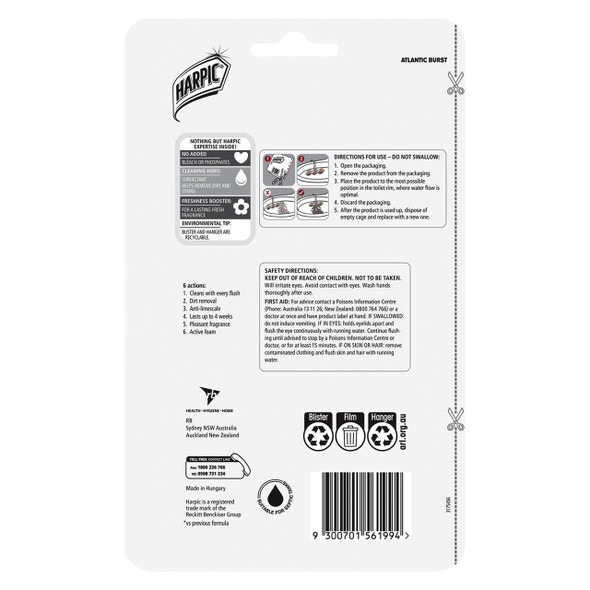 Toilet Cleaner Twin Pack Pack of 6 Harpic Blue Power Block Atlantic Burst