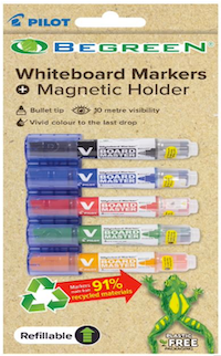 Pilot BegreeN V Board Master Assorted Whiteboard Marker Bullet Medium Pack of 5 with Holder Kit