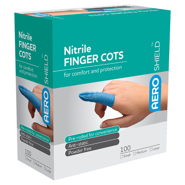 AeroShield Small Nitrile Finger Cots Box/100 | Mega Office Supplies