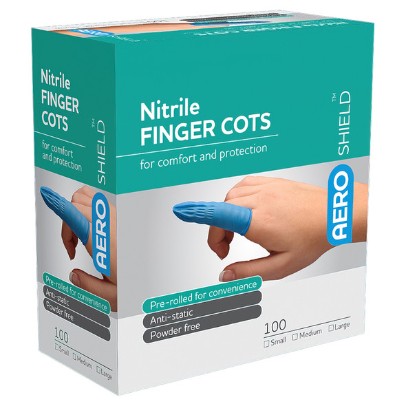 AeroShield X-Large Nitrile Finger Cots Box/100 | Mega Office Supplies