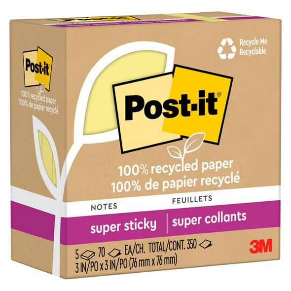 Post-it Super Sticky Notes Canary Yellow 76 x 76mm Pack of 5 654R-5SSCY