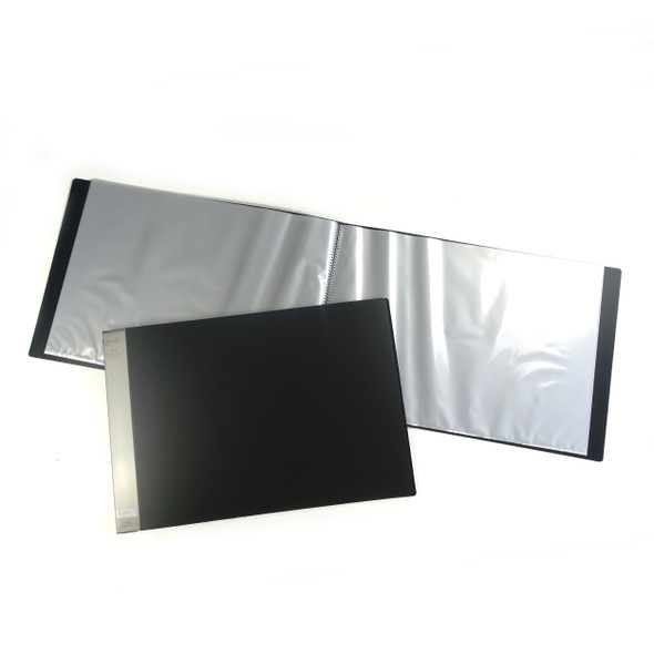 Quill Black Display Book Fixed PP A3 20 Pockets Landscape Pack of 10