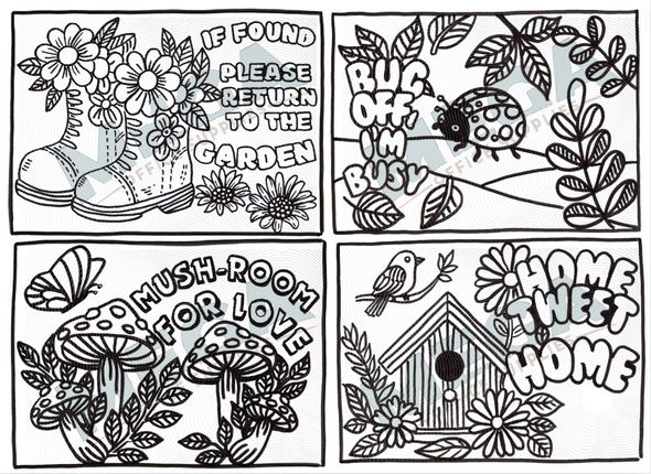 Plant Smiles, Grow Giggles, Colour in Love -  Colouring Book Adult Blooming Garden