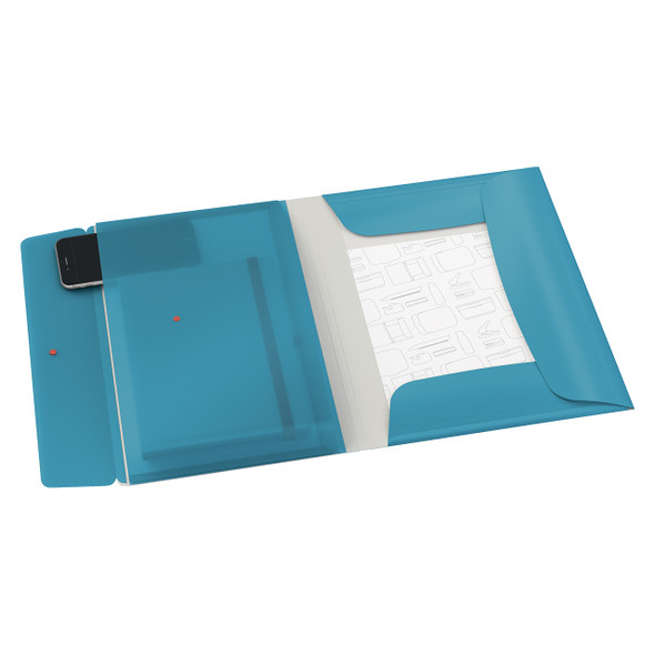 Cosy 3 Flap Folder with Pocket A4 Blue Pack of 10 Leitz