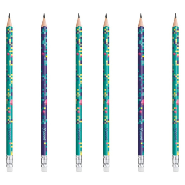 Maped Graphite Pencils Pixel Party Pack of 6 Box of 24