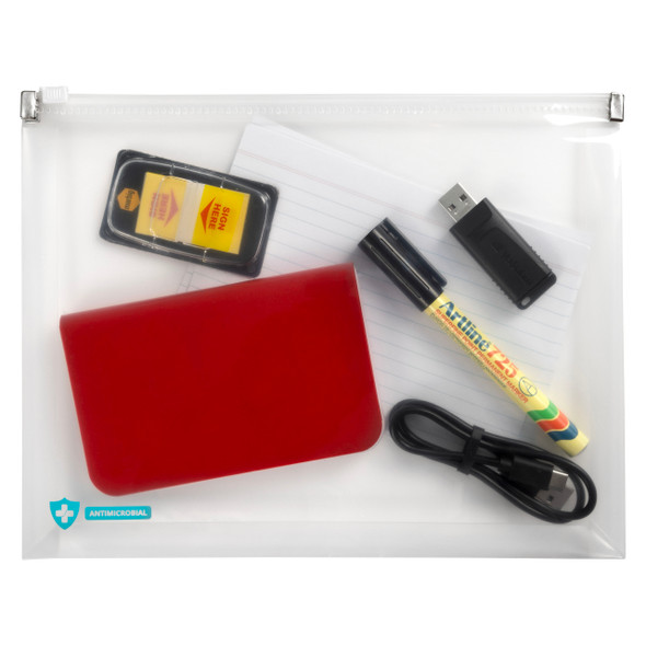 Marbig Professional Document Wallet with Antimicrobial Zip PP A5 Clear