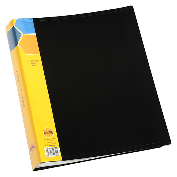 Marbig Display Book Fixed Pocket 60 Page A4 Black