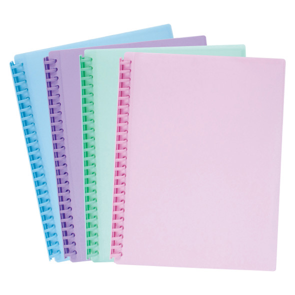 Marbig Refillable Display Book with Insert Cover 20 Pocket A4 Assorted