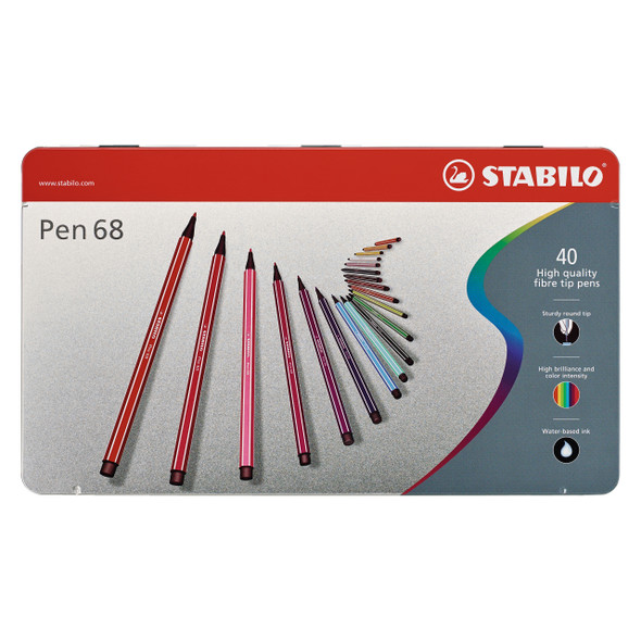 Stabilo Pen 68 Fineliner Metal Tin 40 6840-6 | Mega Office Supplies Stabilo Pen 68 Fineliner Metal Tin 40 6840-6 | Mega Office Supplies