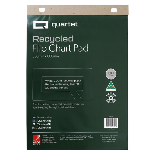 Quartet Recycled Flipchart Pad 20 Sheets 600 x 850mm Pack of 4