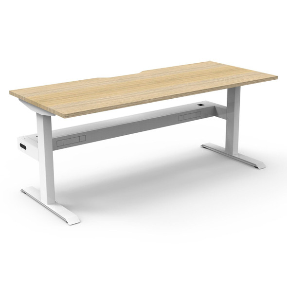 Rapidline Boost Static Single Sided Workstation 1200 x 750mm with Cable Tray Natural Oak / White Satin