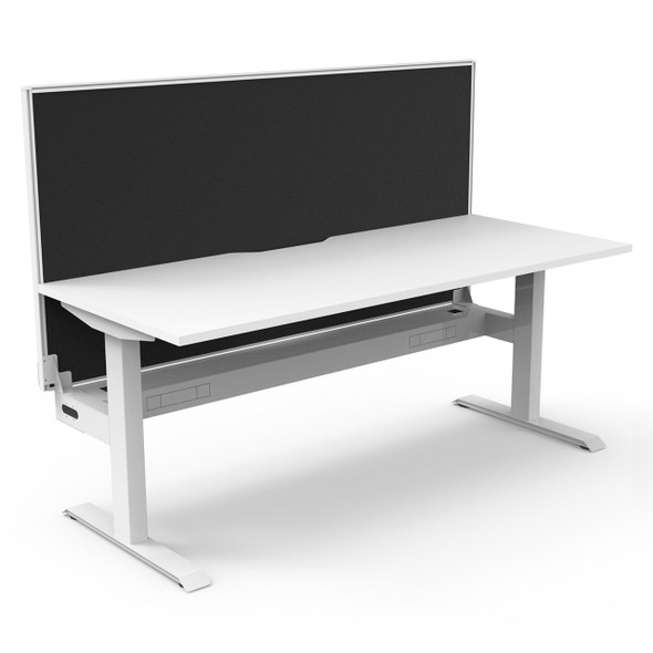 Rapidline Boost Static Single Sided Workstation 1200 x 750mm with Screen and Cable Tray Natural White / White Satin