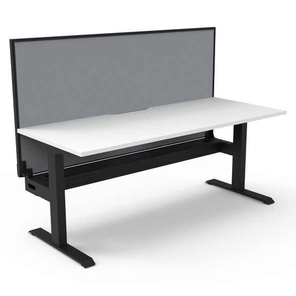 Rapidline Boost Static Single Sided Workstation 1200 x 750mm with Screen and Cable Tray Natural White / Black Satin
