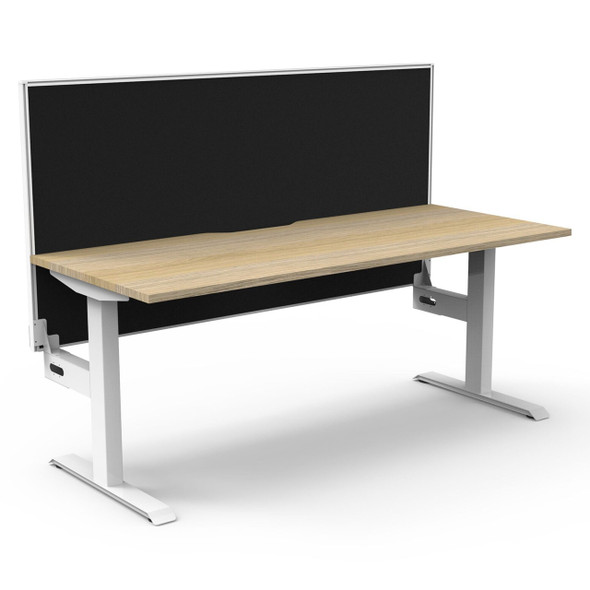 Rapidline Boost Static Single Sided Workstation 1500 x 750mm with Screen Natural Oak / White Satin