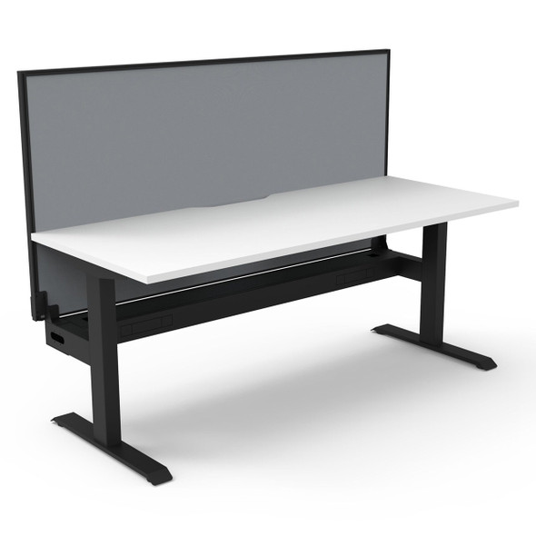 Rapidline Boost Static Single Sided Workstation 1500 x 750mm with Screen and Cable Tray Natural White / Black Satin