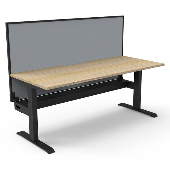 Rapidline Boost Static Single Sided Workstation 1800 x 750mm with Screen and Cable Tray Natural Oak / Black Satin