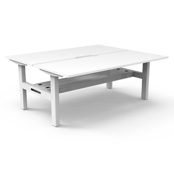 Rapidline Boost Static Back to Back Workstation 1500 x 750mm with Cable Tray Natural White / White Satin