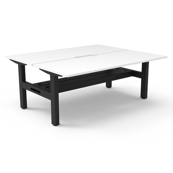 Rapidline Boost Static Back to Back Workstation 1500 x 750mm with Cable Tray Natural White / Black Satin