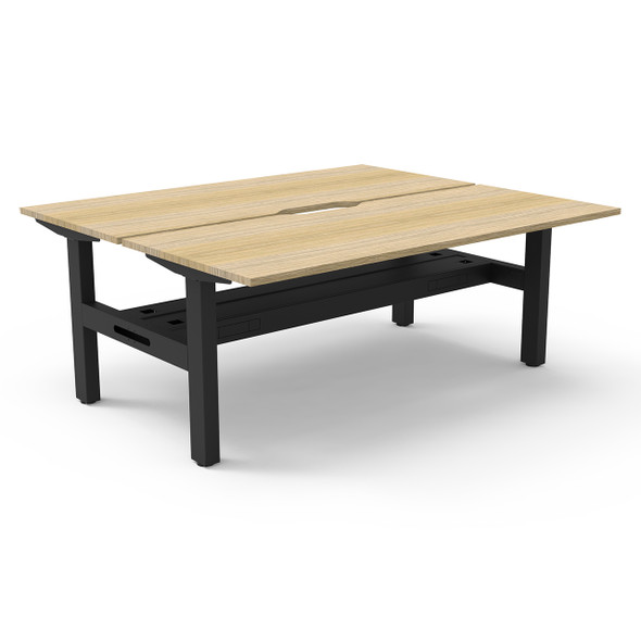 Rapidline Boost Static Back to Back Workstation 1800 x 750mm with Cable Tray Natural Oak / Black Satin