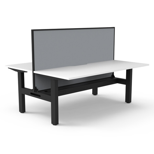 Rapidline Boost Static Back to Back Workstation 1800 x 750mm with Screen and Cable Tray Natural White / Black Satin