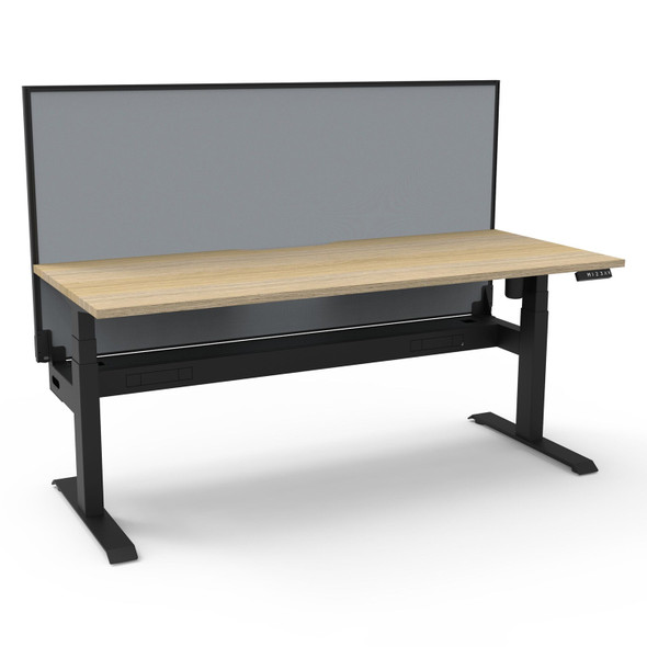 Rapidline Boost Light Single Sided Workstation 1200 x 750mm with Screen and Cable Tray Natural Oak / Black Satin