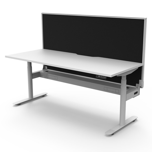 Rapidline Halo Plus Single Sided Workstation with Screen and Cable Tray 1500mm W Natural White Top / White Frame | Mega Office Supplies
