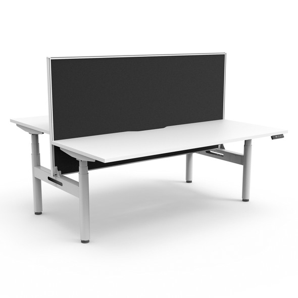 Rapidline Halo Plus Back to Back Workstation with Screen 1200mm W Natural White Top / White Frame | Mega Office Supplies