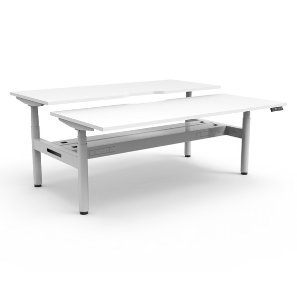 Rapidline Halo Plus Back to Back Workstation with Cable Tray 1500mm W Natural White Top / White Frame | Mega Office Supplies