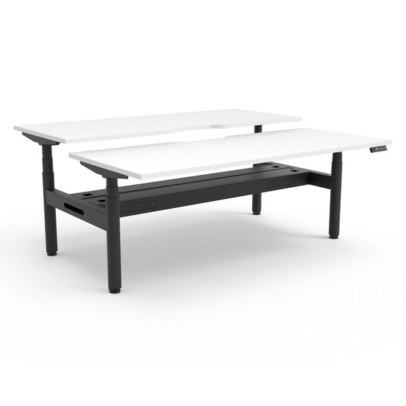 Rapidline Halo Plus Back to Back Workstation with Cable Tray 1500mm W Natural White Top / Black Frame | Mega Office Supplies