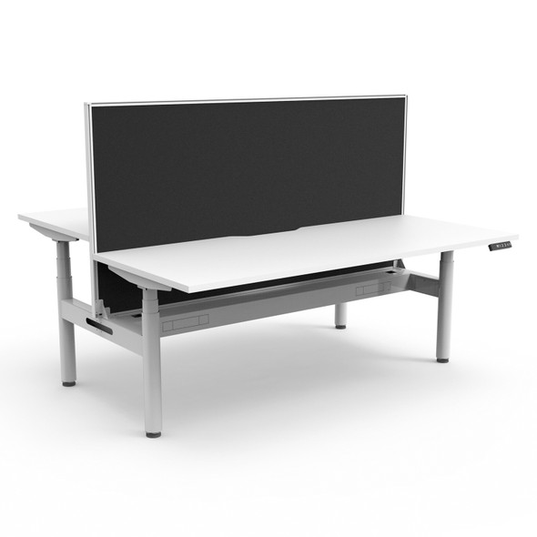 Rapidline Halo Plus Back to Back Workstation with Screen and Cable Tray 1500mm W Natural White Top / White Frame | Mega Office Supplies