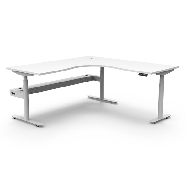 Rapidline Halo Plus Corner Workstation with Cable Tray 1500 x 1500mm W Natural White Top / White Frame | Mega Office Supplies