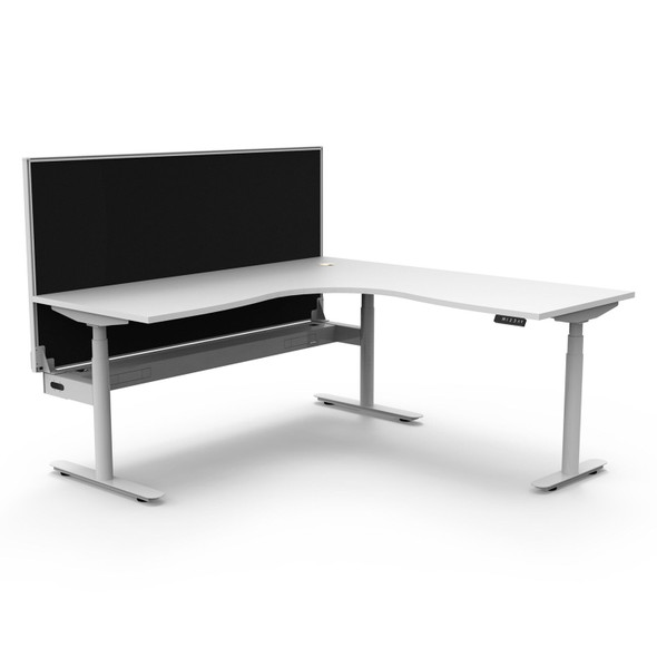 Rapidline Halo Plus Corner Workstation with Screen and Cable Tray 1500 x 1500mm W Natural White Top / White Fram | Mega Office Supplies